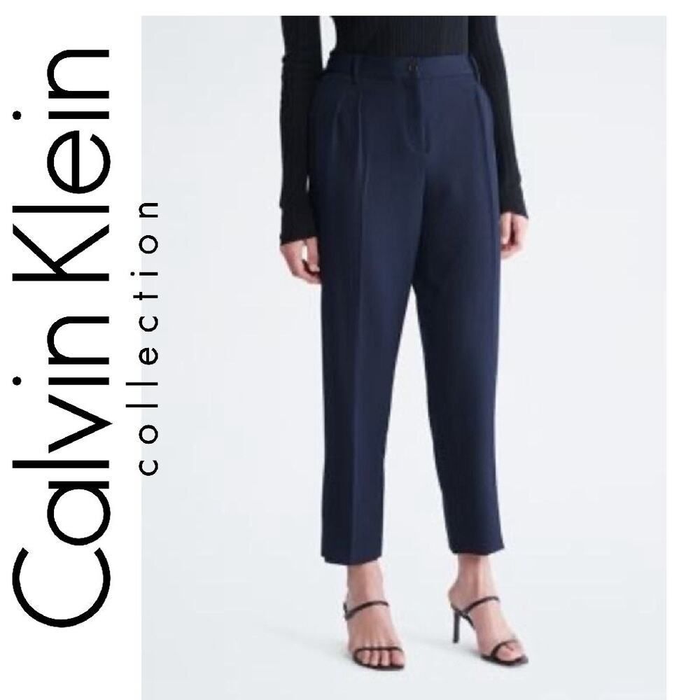 calvin klein collection womens navy cotton tailored slim Dress Pant size 2 38 IT